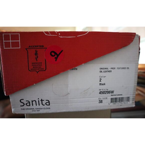 Sanita Women's Sz EUR 38 US 7W Black Original Prof. Textured Oil Leather Clogs - Picture 13 of 13